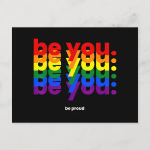 Sei du stolz auf LGBTQ Pride Rainbow Lesbian Gay L Feiertagspostkarte