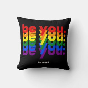 Sei du stolz auf LGBTQ Pride Rainbow Lesbian Gay L Kissen