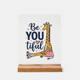 Sei Du Tiful Giraffe Rollschuh Vintage-Shirt De Acrylschild