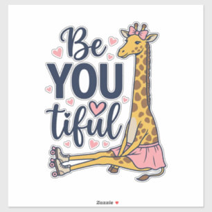 Sei Du Tiful Giraffe Rollschuh Vintage-Shirt De Aufkleber