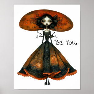 Sei du. Whimsical Portrait of a Woman AI Artwork Poster