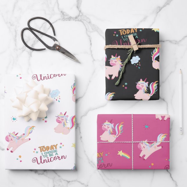 Sei ein einhorniger Regenbogen motivierend Regenbo Geschenkpapier Set (Vorderseite)