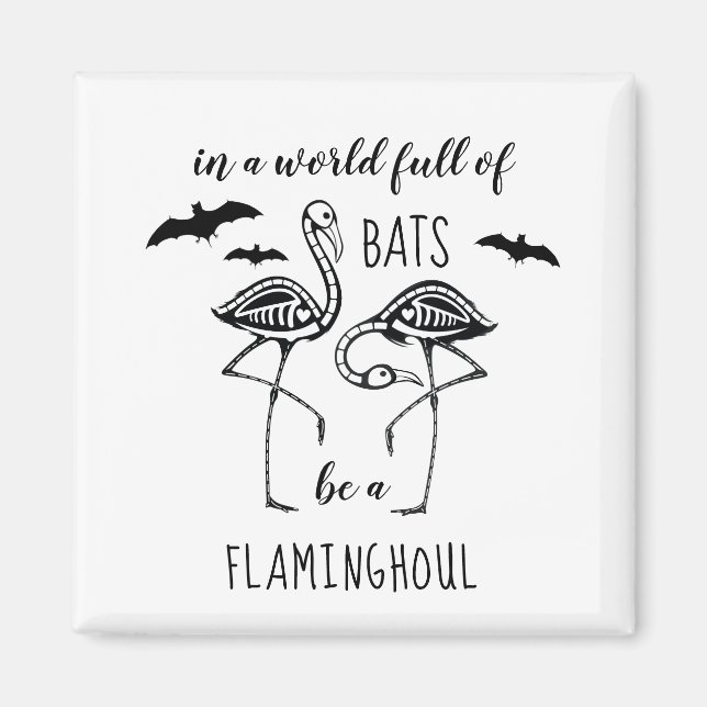 Sei ein Flaminghoul Skeleton Flamingo Halloween Magnet (Vorne)