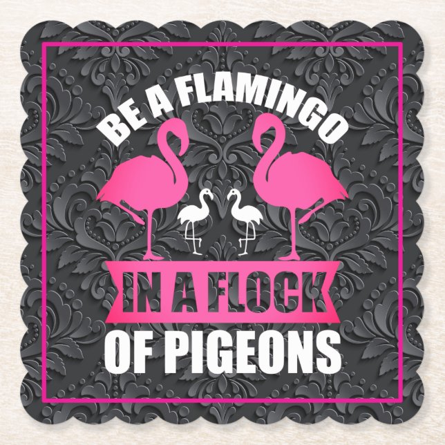 Sei ein Flamingo in einer Schar von Tauben Untersetzer (Vorderseite)