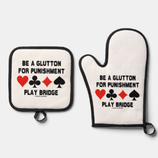 Sei ein Glutour für Bestrafungsspiele Bridge Card- Ofenhandschuh & Topflappen-Set