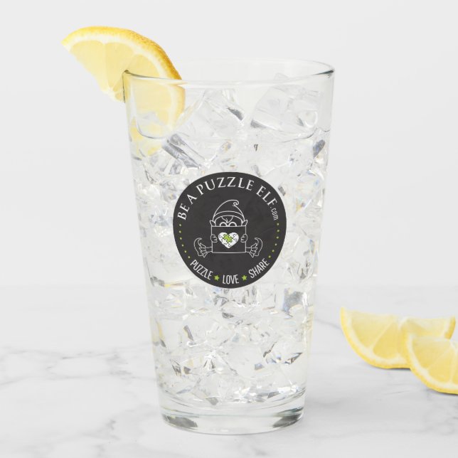 Sei ein Puzzle-Elf - Wasserflasche / Trinkbecher Glas (Vorderseite Ice)