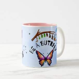 Sei ein Schmetterling Kunst mit lebendigen Flügeln Zweifarbige Tasse