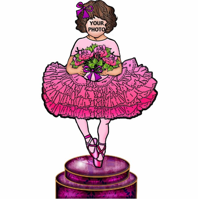 Sei eine Ballerina (Brünett) Freistehende Fotoskulptur (Vorne)