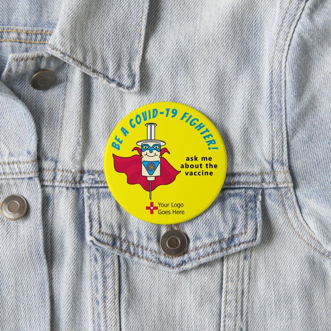 Sei eine COVID-kämpfende Impfstoff-Erinnerung Button (Beispiel)