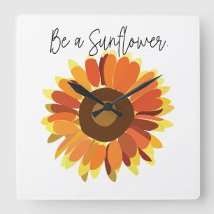 Sei eine Sonnenblume Quadratische Wanduhr