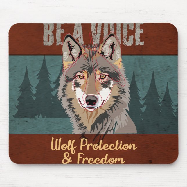 Sei eine Stimme - Wolf-Schutz und Freiheit Mousepad (Vorne)
