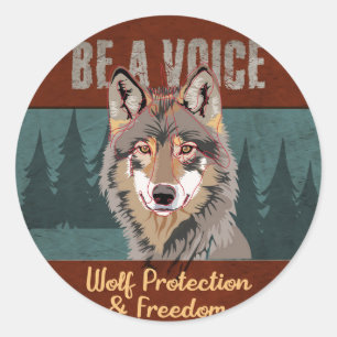Sei eine Stimme - Wolf-Schutz und Freiheit Runder Aufkleber