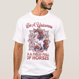 Sei Einhörner Feld Voller Pferde Regenbogen Einhor T-Shirt