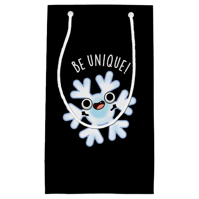 Sei einzigartig Funny Snowflake Puff Dark BG Kleine Geschenktüte (Vorderseite)