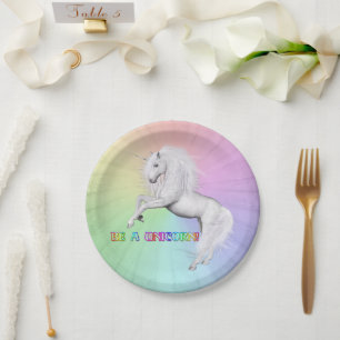 Sei einzigartig, sei ein Einhorn Pappteller