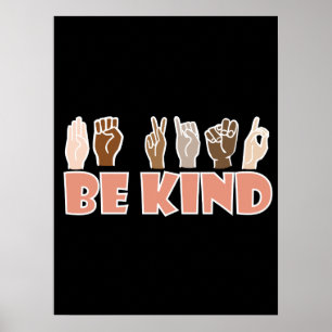 Sei freundlich ASL American Sign Language Poster