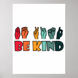 Sei freundlich ASL American Sign Language Poster