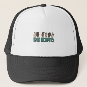Sei freundlich ASL American Sign Language Truckerkappe