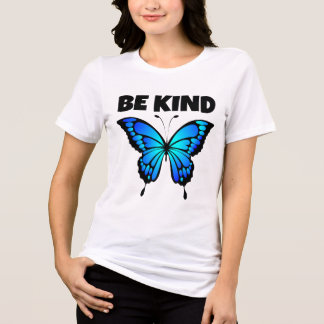 SEI FREUNDLICH BLAUE SCHMETTERLINGSDAMEN T-SHIRT Tri-Blend SHIRT