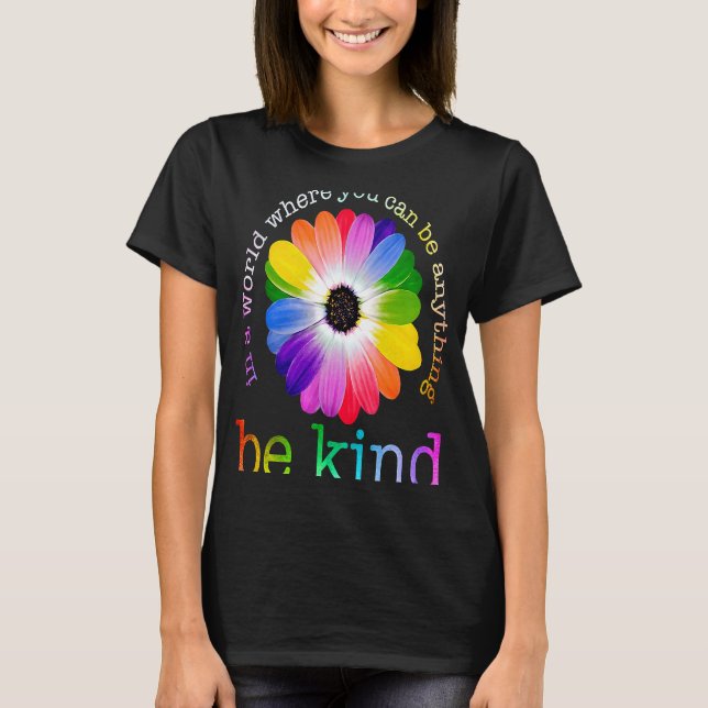 Sei freundlich farbenfroh Daisy Boho Rainbow Menta T-Shirt (Vorderseite)
