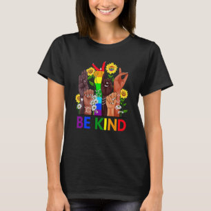 Sei Freundlich Gebärdensprache Hand Sprechen Lgbtq T-Shirt