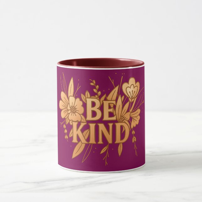 Sei freundlich | Goldener Blumen-Inspirations-Komb Tasse (Zentrum)