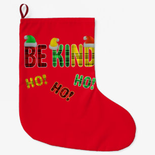 SEI FREUNDLICH HO HO HO LUSTIGER WEIHNACHTS-KARO-S GROßER WEIHNACHTSSTRUMPF