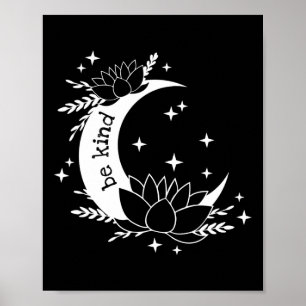 Sei freundlich Luna und Mond Lotusblume Yoga Medit Poster