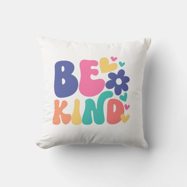 Sei freundlich mit Herz und Blume Kissen (Vorderseite)
