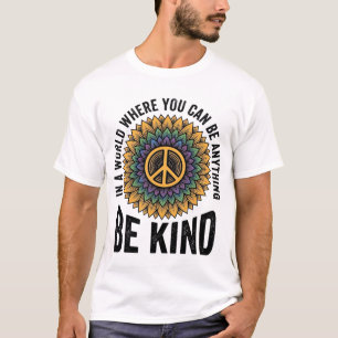 Sei Freundlich Regenbogen-Blumen-Frieden Vintage-S T-Shirt