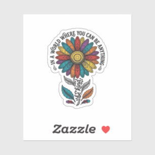 Sei freundlich Regenbogen-Blumen-Vintage-Stickerei Aufkleber