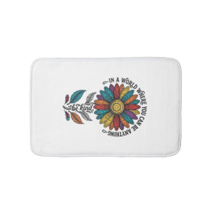 Sei freundlich Regenbogen-Blumen-Vintage-Stickerei Badematte