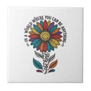Sei freundlich Regenbogen-Blumen-Vintage-Stickerei Fliese