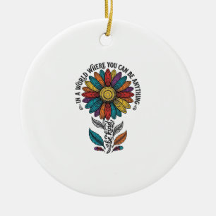 Sei freundlich Regenbogen-Blumen-Vintage-Stickerei Keramik Ornament