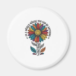 Sei freundlich Regenbogen-Blumen-Vintage-Stickerei Magnet