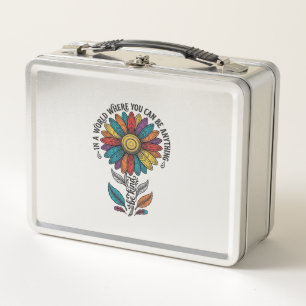 Sei freundlich Regenbogen-Blumen-Vintage-Stickerei Metall Brotdose