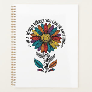 Sei freundlich Regenbogen-Blumen-Vintage-Stickerei Planer