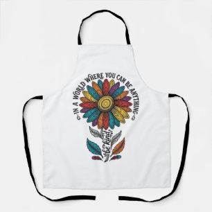 Sei freundlich Regenbogen-Blumen-Vintage-Stickerei Schürze