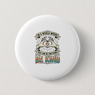 Sei freundlich Regenbogen Herz Hände Vintage-Shirt Button