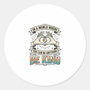 Sei freundlich Regenbogen Herz Hände Vintage-Shirt Runder Aufkleber