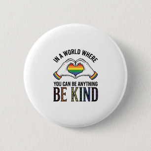 Sei Freundlich Regenbogen Herz Hände Vintage Vekto Button