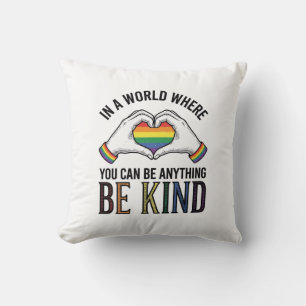 Sei Freundlich Regenbogen Herz Hände Vintage Vekto Kissen