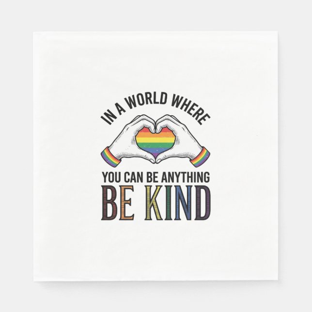 Sei Freundlich Regenbogen Herz Hände Vintage Vekto Serviette (Vorderseite)