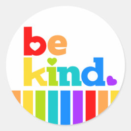 Sei freundlicher Regenbogen-Slogan-Text mit Herz-G Runder Aufkleber