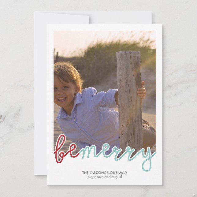 Sei froh Foto Weihnachten Urlaub wünscht Red Blue (Vorderseite)