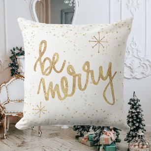 Sei froh - weiß und Gold - Weihnachten Kissen
