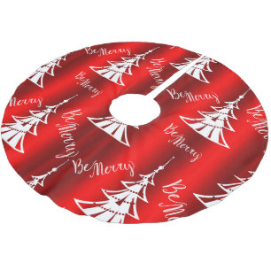 Sei frohe rote Weihnachten Polyester Weihnachtsbaumdecke