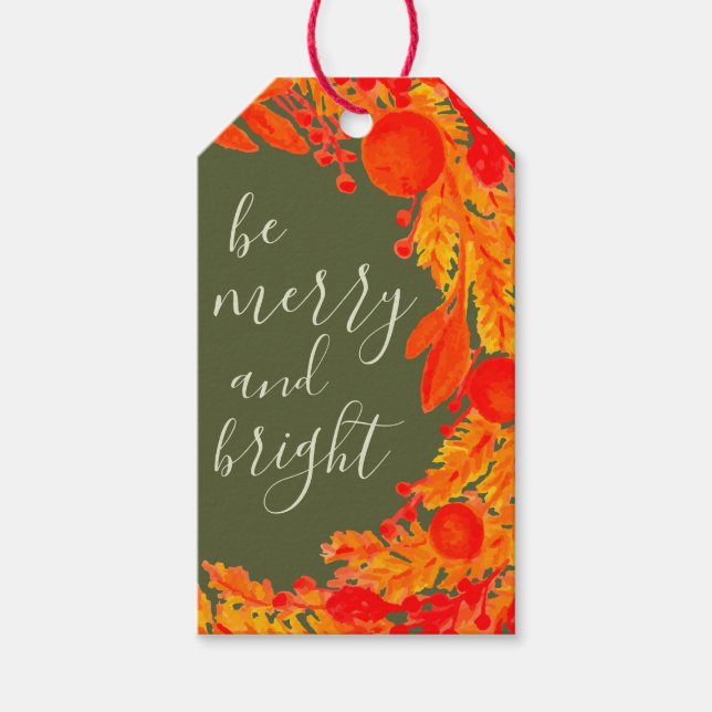 Sei fröhlich und hell ・ Chic Wreath Winterurlaub Geschenkanhänger (Vorderseite)