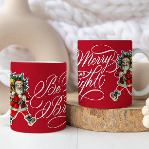 Sei fröhlich und hell Vintage Weihnachtsmann Weihn Kaffeetasse