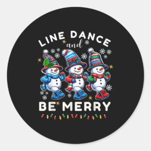 Sei fröhlicher Schneemann Line Dance Weihnachten L Runder Aufkleber